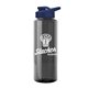 a smoke bottle & navy blue lid the guzzler - 32 oz transparent bottle with drink thru lid