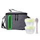 aerial view a green nested oval cutlery lunch set, image 1 of 2