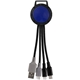 aerial view a reflex blue two tone dual input 3- in -1 charging cable, image 1 of 2