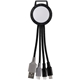 aerial view a white two tone dual input 3- in -1 charging cable, image 1 of 2