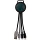 aerial view a forest green two tone dual input 3- in -1 charging cable, image 1 of 2