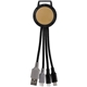 aerial view a beige two tone dual input 3- in -1 charging cable, image 1 of 2
