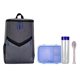 aerial view a blue victory cooler backpack ultimate lunch drink set, image 1 of 2
