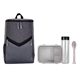 aerial view a grey victory cooler backpack ultimate lunch drink set, image 1 of 2