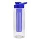 a clear bottle & royal blue lid & blue infuser the flair - 26 oz transparent tritan(tm) bottle with drink thru lid and large infuser