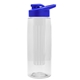 a clear bottle & royal blue lid & frost infuser the flair - 26 oz transparent tritan(tm) bottle with drink thru lid and large infuser