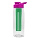 a clear bottle & pink lid & green infuser the flair - 26 oz transparent tritan(tm) bottle with drink thru lid and large infuser
