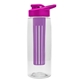 a clear bottle & pink lid & violet infuser the flair - 26 oz transparent tritan(tm) bottle with drink thru lid and large infuser
