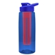 a transparent blue bottle & royal blue lid & red infuser the flair - 26 oz transparent tritan(tm) bottle with drink thru lid and large infuser