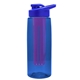 a transparent blue bottle & royal blue lid & violet infuser the flair - 26 oz transparent tritan(tm) bottle with drink thru lid and large infuser