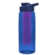 a transparent blue bottle & navy blue lid & violet infuser the flair - 26 oz transparent tritan(tm) bottle with drink thru lid and large infuser