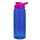 a transparent blue bottle & pink lid & blue infuser the flair - 26 oz transparent tritan(tm) bottle with drink thru lid and large infuser