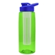 a transparent lime green bottle & royal blue lid & frost infuser the flair - 26 oz transparent tritan(tm) bottle with drink thru lid and large infuser