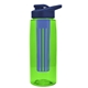 a transparent lime green bottle & navy blue lid & blue infuser the flair - 26 oz transparent tritan(tm) bottle with drink thru lid and large infuser