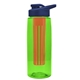 a transparent lime green bottle & navy blue lid & red infuser the flair - 26 oz transparent tritan(tm) bottle with drink thru lid and large infuser