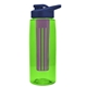 a transparent lime green bottle & navy blue lid & violet infuser the flair - 26 oz transparent tritan(tm) bottle with drink thru lid and large infuser