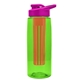 a transparent lime green bottle & pink lid & red infuser the flair - 26 oz transparent tritan(tm) bottle with drink thru lid and large infuser