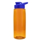 a transparent orange bottle & royal blue lid & orange infuser the flair - 26 oz transparent tritan(tm) bottle with drink thru lid and large infuser