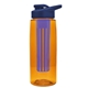 a transparent orange bottle & navy blue lid & blue infuser the flair - 26 oz transparent tritan(tm) bottle with drink thru lid and large infuser