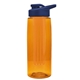 a transparent orange bottle & navy blue lid & orange infuser the flair - 26 oz transparent tritan(tm) bottle with drink thru lid and large infuser