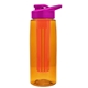 a transparent orange bottle & pink lid & red infuser the flair - 26 oz transparent tritan(tm) bottle with drink thru lid and large infuser