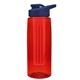 a transparent red bottle & navy blue lid & red infuser the flair - 26 oz transparent tritan(tm) bottle with drink thru lid and large infuser