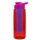 a transparent red bottle & pink lid & blue infuser the flair - 26 oz transparent tritan(tm) bottle with drink thru lid and large infuser