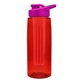 a transparent red bottle & pink lid & red infuser the flair - 26 oz transparent tritan(tm) bottle with drink thru lid and large infuser