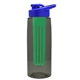 a smoke bottle & royal blue lid & green infuser the flair - 26 oz transparent tritan(tm) bottle with drink thru lid and large infuser