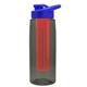 a smoke bottle & royal blue lid & red infuser the flair - 26 oz transparent tritan(tm) bottle with drink thru lid and large infuser