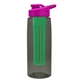 a smoke bottle & pink lid & green infuser the flair - 26 oz transparent tritan(tm) bottle with drink thru lid and large infuser