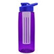 a transparent violet bottle & royal blue lid & frost infuser the flair - 26 oz transparent tritan(tm) bottle with drink thru lid and large infuser
