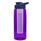 a transparent violet bottle & navy blue lid & frost infuser the flair - 26 oz transparent tritan(tm) bottle with drink thru lid and large infuser