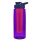 a transparent violet bottle & navy blue lid & red infuser the flair - 26 oz transparent tritan(tm) bottle with drink thru lid and large infuser