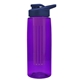 a transparent violet bottle & navy blue lid & violet infuser the flair - 26 oz transparent tritan(tm) bottle with drink thru lid and large infuser