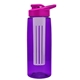 a transparent violet bottle & pink lid & frost infuser the flair - 26 oz transparent tritan(tm) bottle with drink thru lid and large infuser