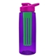 a transparent violet bottle & pink lid & green infuser the flair - 26 oz transparent tritan(tm) bottle with drink thru lid and large infuser