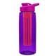 a transparent violet bottle & pink lid & red infuser the flair - 26 oz transparent tritan(tm) bottle with drink thru lid and large infuser