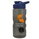 a smoke bottle & navy blue lid & black mixing ball mini mountain 22 oz tritan(tm) shaker bottle with drink thru lid