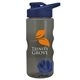 a smoke bottle & navy blue lid & blue mixing ball mini mountain 22 oz tritan(tm) shaker bottle with drink thru lid