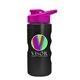 a pink lid & metallic black bottle mini peak - 22 oz tritan(tm) metalike bottle with drink thru lid and digital imprint
