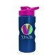a pink lid & metallic blue bottle mini peak - 22 oz tritan(tm) metalike bottle with drink thru lid and digital imprint