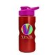 a pink lid & metallic red bottle mini peak - 22 oz tritan(tm) metalike bottle with drink thru lid and digital imprint
