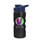 a navy blue lid & metallic black bottle mini peak - 22 oz tritan(tm) metalike bottle with drink thru lid and digital imprint