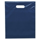 aerial view a navy blue lo - density die cut bag with bottom gusset, image 1 of 2