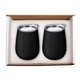 aerial view a black duo vacuum insulated stemless wine tumbler gift set, image 1 of 2