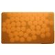 aerial view a translucent orange post card with rectangle credit card mints, image 1 of 3