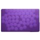 aerial view a translucent purple post card with rectangle credit card mints, image 1 of 3