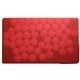 aerial view a translucent red post card with rectangle credit card mints, image 1 of 3