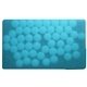 aerial view a translucent teal post card with rectangle credit card mints, image 1 of 3